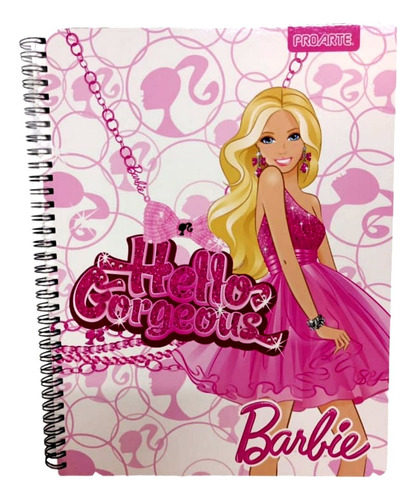 Cuaderno A4 Barbie Rayado Espiral Tapa Flex Proarte 