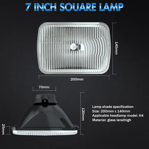 Carcasa De Faro Cuadrada De 7 Pulgadas, - 9003/h4 Led Faros