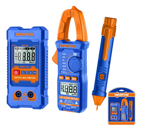 Kit Tester + Pinza Amperimetrica + Detector De Voltaje Wadf