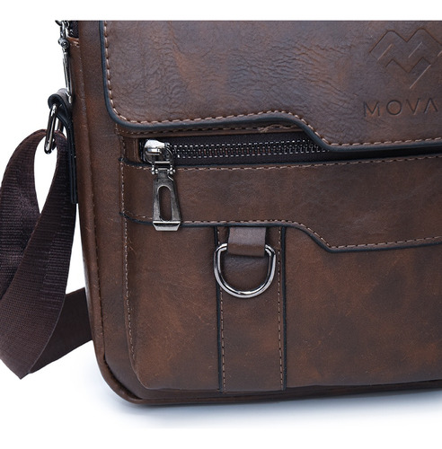 Bolso Bandolera Maletín De Hombre Cuero. Color Marrón oscuro