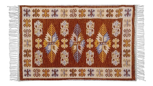 Tapete Kilim Antep 0,60 X 0,90 Des. 001/marrom Cor Marrom Desenho do tecido Geométrico