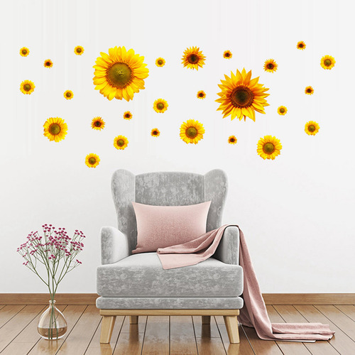 Pegatinas De Pared Autoadhesivas Con Diseño De Girasol, Dise