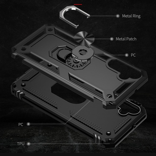 Funda Reforzada Con Anillo Para Modelos De Samsung Linea A Negro A15