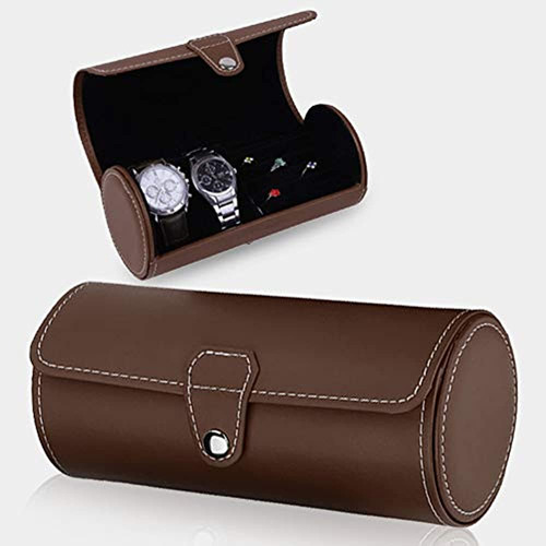 Vitrina De Caja De Reloj, Pu Roll Reloj Anillos Aretes Vitri