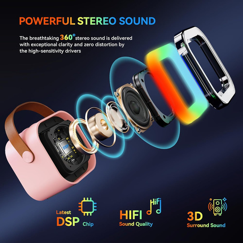 Máquina De Karaoke Mini Bluetooth Rosa
