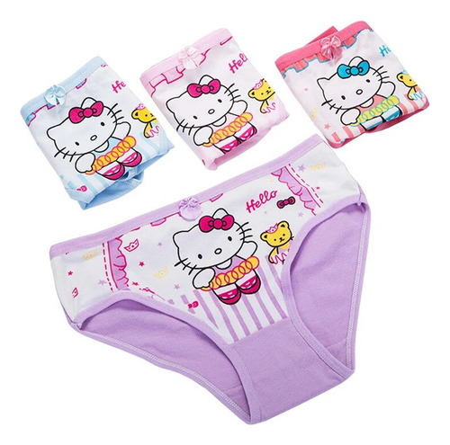 Bragas Hello Kitty Para Niñas, 4 Unidades/lote, 100% Algodón