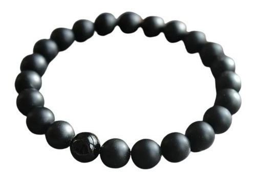 Pulsera Hombre Mujer Ónix Negro Natural Mate 8mm