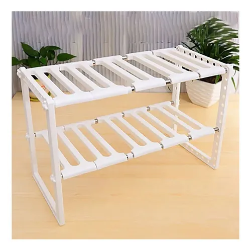 Mueble Organizador Estante Cocina Baño Ajustable 50 A 70 Cm Color Blanco