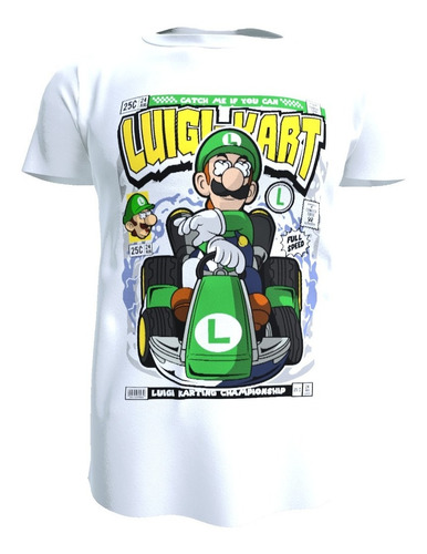 Polera Diseño Luigi, Super Mario, Poliester