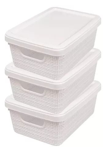 Juego de 3 Cajas Organizadoras Plásticas con Tapa Hermetica de 5 Litros  Jaguar Plásticos Organización del Hogar