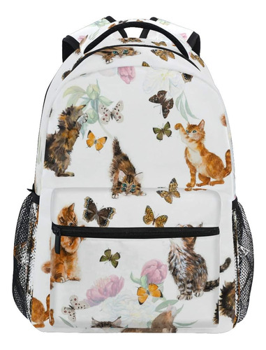 Nander Mochila De Viaje Lovely Cat Flower Butterfly School Y