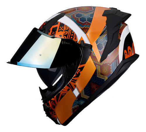 Capacete de motocicleta Hax Obsidian 2.0 Huichol Gold Dot + Ece 22.06 S