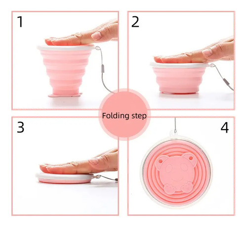 Vaso Plegable De Silicona Con Tapa Rosa Claro