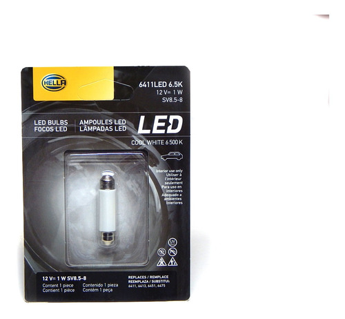 Foco Led 12v 1w 41mm Sv8.5-8 6,500k/tubu