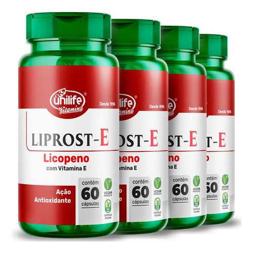 Kit 4 - Liprost E - Licopeno C/ Vit. E - 60 Caps - Unilife