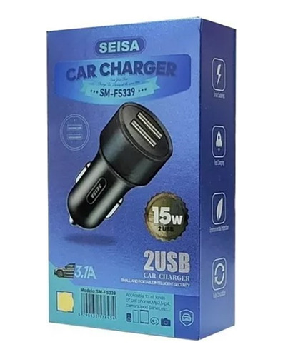 Cargador Para Auto Seisa Sm-fs339 2 Usb Negro