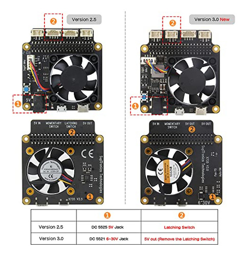 Geekworm Raspberry Pi 4b/3b+/3b X735 V3.0 Dc 6 V-30 V De Anc