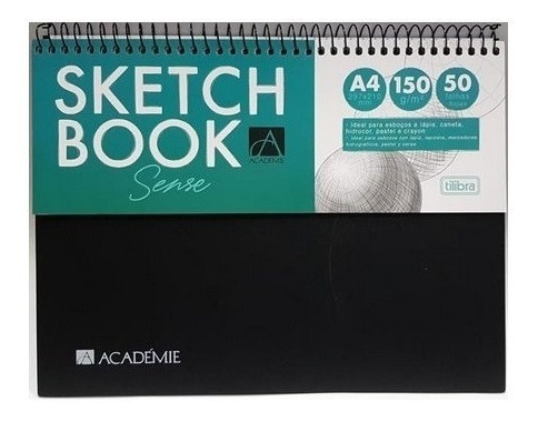 Caderno Sketchbook Espiral Capa Plástica A4 50 Folhas