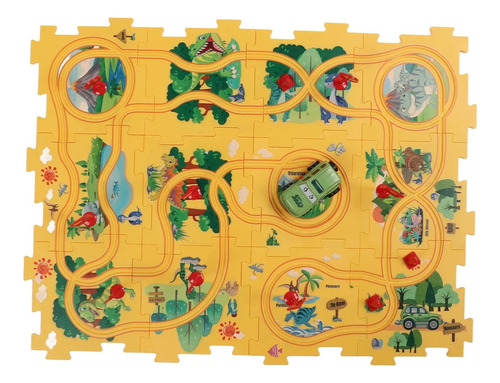 Dinosaurio Pista Coche Niños Puzzle Tablero Diy