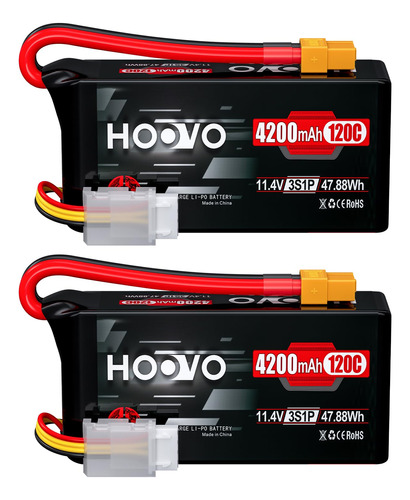 Hoovo 3s Lipo Batería Mah 120c 11.4v High Voltage Shorty L.