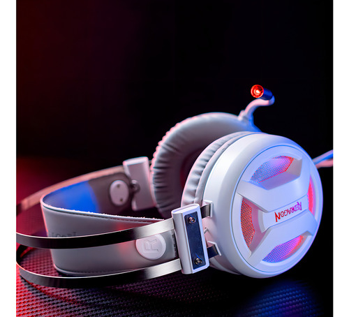 Fone Headset Gamer Redragon Minos H210w Branco Usb Led Branco
