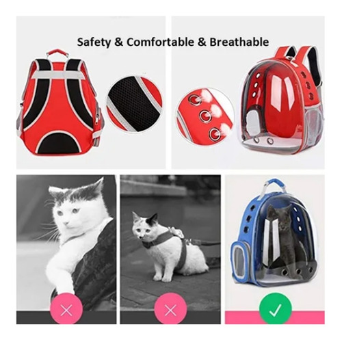 Imagen 8 de 8 de Mochila Bolso Mascotas Gato Perro Transparente Super Visión