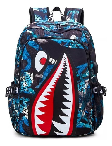 # Mochila De Grafiti Con Personalidad De Tiburón Para Estudian