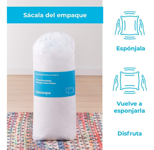 Linenspa ® 2 Almohadas Memory Foam Queen Size 40x73x15cm