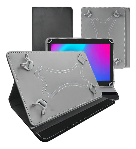 Capa Couro Carteira Preta Para Tablet Vaio Tl10
