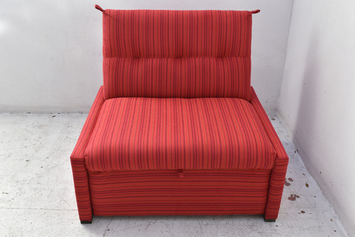 Sillón Cama 1 Plaza Sin Apoya Brazo Rojo Rocky Rayado