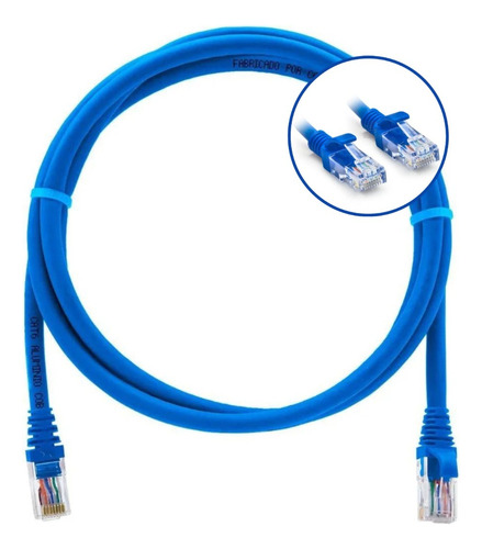 Cabo De Rede Cat5e Azul 2 Metros Ethernet Lan Rj45 Gigabit