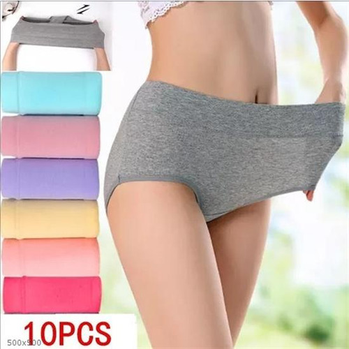 Bragas De Algodón Transpirable Para Mujer De Cintura Alta