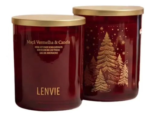 Vela Perfumada Lenvie Maçã Vermelha e Canela 210g Edição Esp