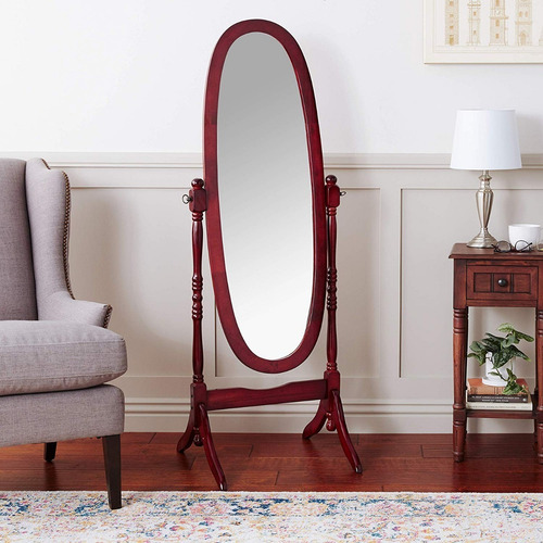 Imagen 4 de 4 de Espejo De Piso Ovalado Color Cherry + ¡envio Gratis!