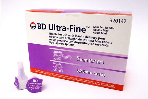 Imagen 1 de 2 de Aguja Para Insulina Bd Ultra Fine 31g X 5mm Caja X 100 Und 