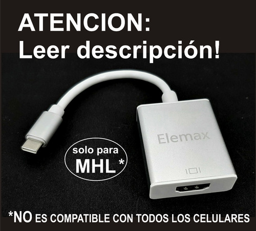 Cable Conversor Mhl Adaptador Celular - Tv. Tipo C - Hdmi. 