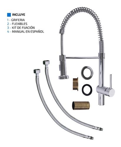 Imagen 7 de 9 de Griferia Extensible Para Cocina Canilla Monocomando Flexible