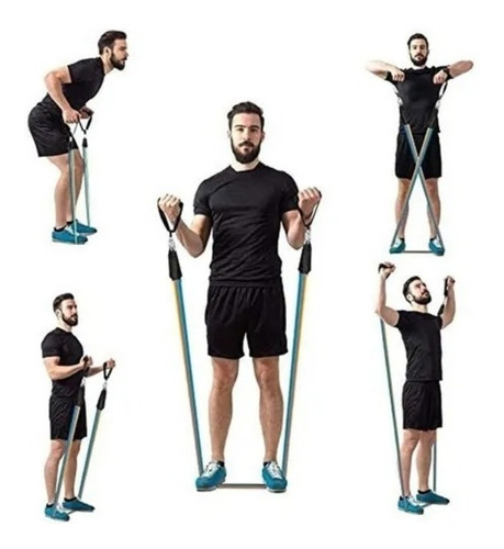 Imagem 3 de 5 de Kit Elástico Extensor 11 Peças Treinamento Pilates Fitness