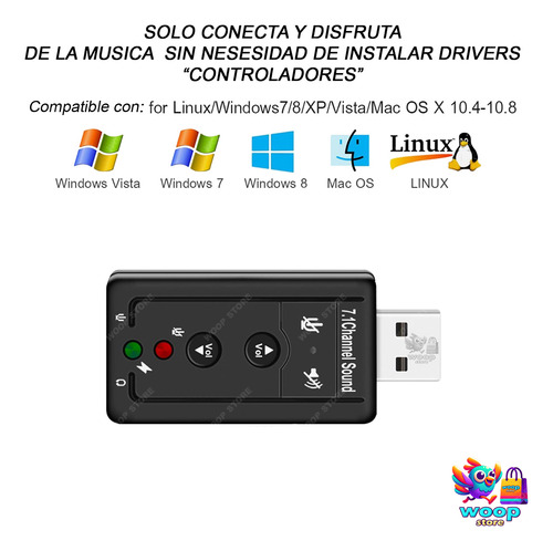 Tarjeta Sonido 7.1 Convertidor Usb Audio Microfono Dj Laptop