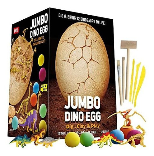 Xx Jumbo Dino Egg Dig Y Clay Kit - Dig Up 12 Fossils L1rk7