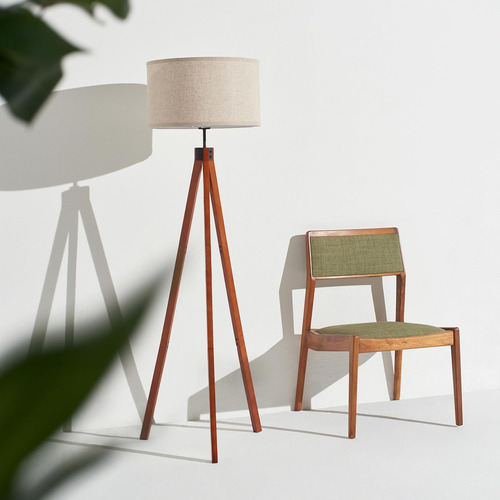 Lámpara Led De Pie Regulable Con Trípode De Madera