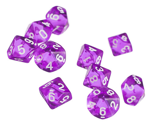 6 Colores 10pcs / Set Games Multi D10 Púrpura Púrpura