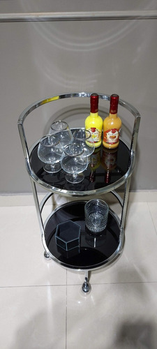 Imagen 8 de 10 de Carrito Bar Ruedas 40x80 Elegante Diseño Cromado Vidrio