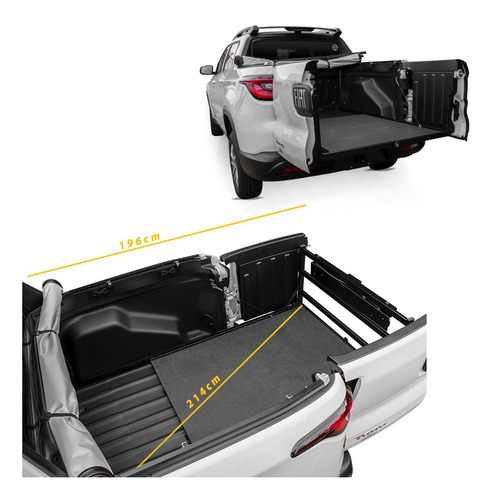 Imagem 2 de 5 de Extensor Caçamba Divisor Cargas Fiat Toro 2016 2020 Preto