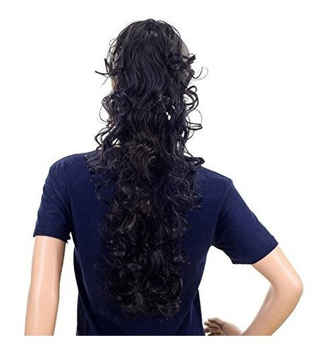 Swacc 24-inch Long Messy Curls Clip Ponytail 8bcwd