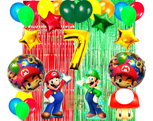 Combo Globos De Cumpleaños De Mario Bros  Kit Completo