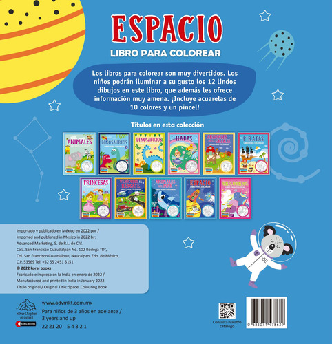 Libro para Colorear: El Espacio.: Libro para colorear: El Espacio, de Varios autores. Editorial Silver Dolphin (en español), tapa blanda en español, 2022