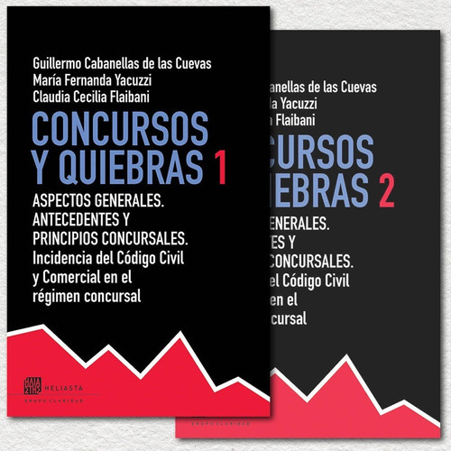 Concursos y quiebras – Tomos I y II, de Guillermo Cabanellas de las Cuevas., vol. 2. Editorial Heliasta, tapa blanda, edición 1 en español, 2016