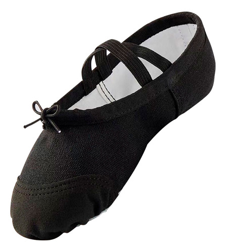 Zapatillas Media Punta Lona Y Gamuza Ballet Niña Negro 7702