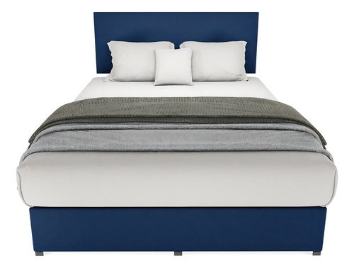 Cama Recamara - Base Box Cabecera Urban Azul King Size